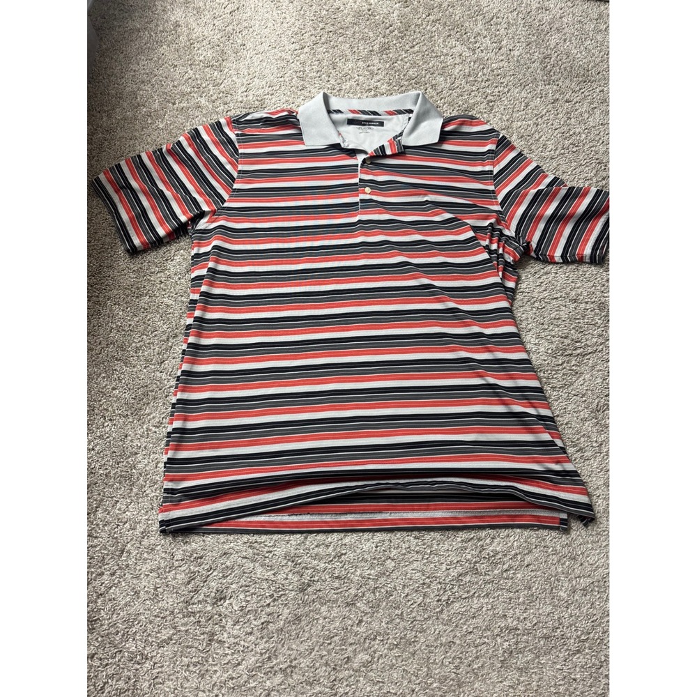 Greg Norman Play Dry Mens XL Golf Polo Shirt Striped Red Black Grey G7XMK261